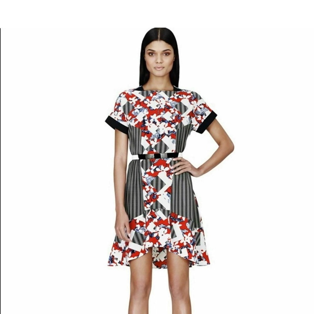 Peter Pilotto Red and Blue Geometric Mini Dress